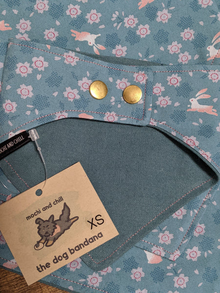 THE DOG BANDANA by Mochi and Chill - Bunnies and Blossoms Japanese Fabric Dog Bandana