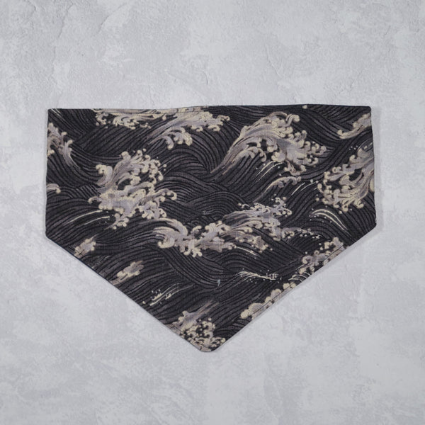 THE DOG BANDANA by Mochi and Chill - Dark Waves Japanese Fabric Dog Bandana