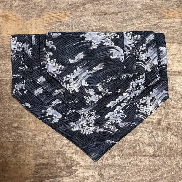 THE DOG BANDANA by Mochi and Chill - Dark Waves Japanese Fabric Dog Bandana