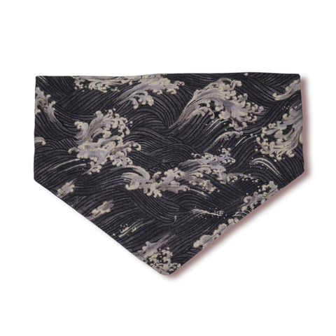 THE DOG BANDANA by Mochi and Chill - Dark Waves Japanese Fabric Dog Bandana