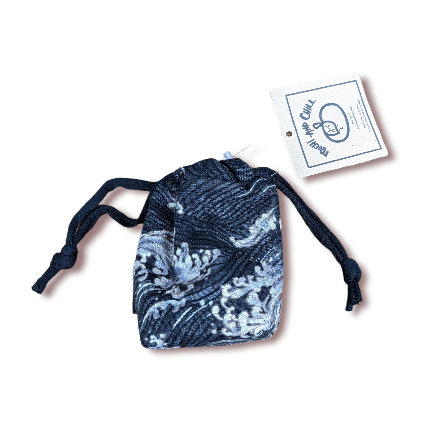 The TOMI Mini Drawstring Bag: Dark Gray Waves